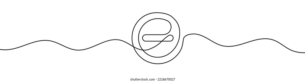 Continuous linear drawing of minus sign. Minus sign. Abstract background drawn with one line. Vector illustration.