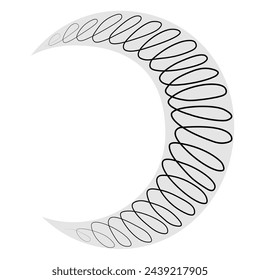 Continuous linear drawing of moon icon. One line drawing background. Vector illustration. Linear drawing of the moon symbol