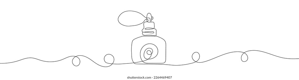 Continuous linear drawing of perfume bottle. Single line drawing of aroma bottle. Vector illustration. Line art of bottle