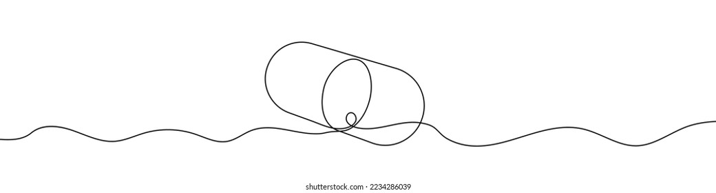 Continuous linear drawing of pill icon. One line drawing background. Vector illustration. Linear drawing of pill symbol