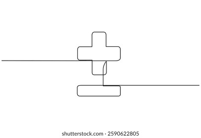 Continuous linear drawing of plus and minus signs, Plus and minus icon line continuous drawing vector. One line Plus and minus icon vector background. Plus and minus icon.