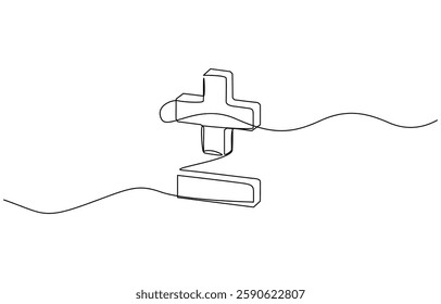 Continuous linear drawing of plus and minus signs, Plus and minus icon line continuous drawing vector. One line Plus and minus icon vector background. Plus and minus icon.