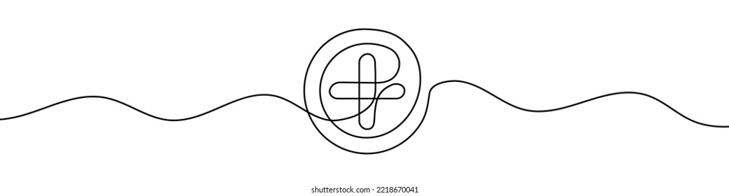 Dibujo lineal continuo del signo más. icono Plus. Resumen de fondo dibujado con una línea. Ilustración vectorial.