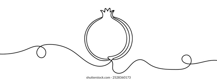 Dibujo lineal continuo de granada. Una línea dibujando granate. Granada en estilo de una línea. Ilustración vectorial.