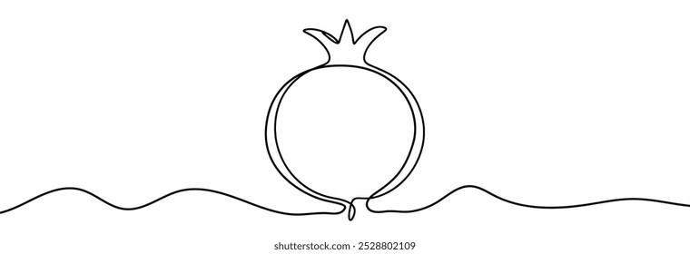 Continuous linear drawing of pomegranate. One line drawing garnet. Pomegranate in one line style. Vector illustration.