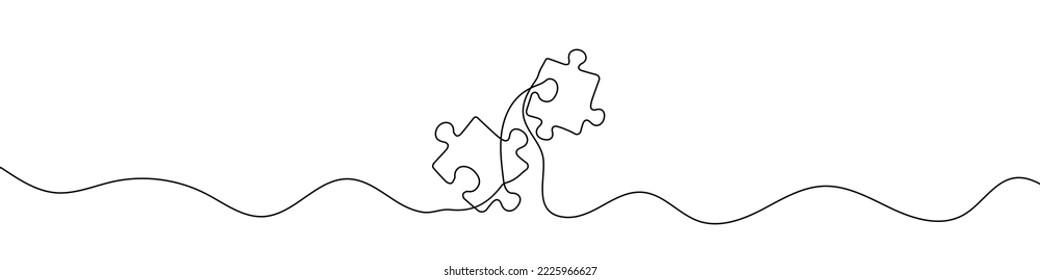 Dibujo lineal continuo del rompecabezas. Icono de la pieza del rompecabezas. Fondo dibujado en una línea. Ilustración vectorial. Fondo lineal abstracto