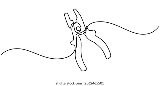 Continuous linear drawing of service symbol. Repair concept. One line drawn background. Vector illustration. Abstract linear background, Default Settings Continuous Line Editable Icon, tools icon. 