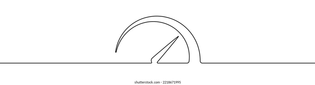 Dibujo lineal continuo del velocímetro. Silueta de velocímetro. Resumen de fondo dibujado con una línea. Ilustración vectorial.