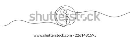 Continuous linear drawing of Yin Yang symbol. Single line drawing of yin yang sign. Vector illustration. Line art of Yin Yang icon