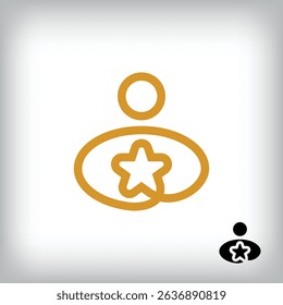 Continuous linear star and success logo inside human. Unique design identity. Geometric logo template.