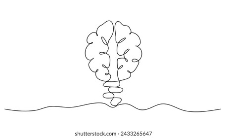 continuous lineart a light bulb half brain with creative idea