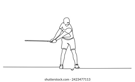 continuous lineart man pose playing golf background isolated for sport concept vector illustration