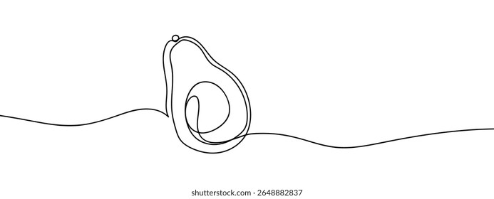 Linhas contínuas, abacate metades, cuidados de saúde Mínimo mão desenhado vetor linha recortar fundo.