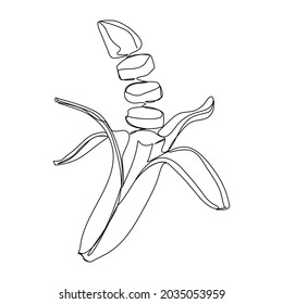 continuous lines banana fruit one line abstract