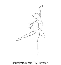 Continuous lines beautiful ballet girl dancing vector illustration