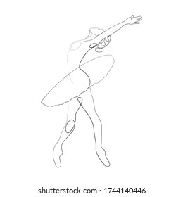 Continuous lines beautiful ballet girl dancing vector illustration