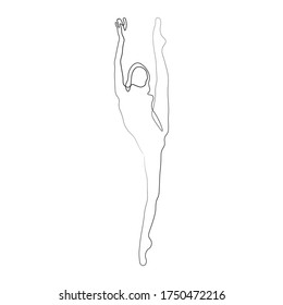 Continuous lines beautiful ballet girl dancing vector illustration