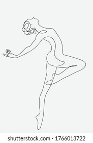 Continuous lines beautiful ballet girl dancing vector illustration