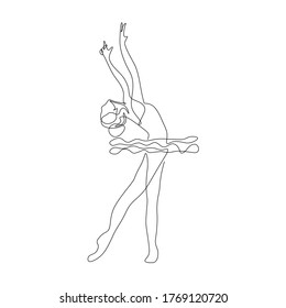 Continuous lines beautiful ballet girl dancing vector illustration