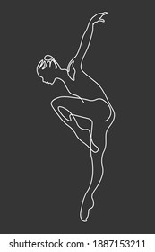 Continuous lines beautiful ballet girl dancing vector illustration