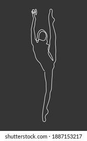 Continuous lines beautiful ballet girl dancing vector illustration