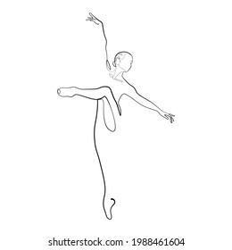 Continuous lines beautiful ballet girl dancing vector illustration sport hand-drawn style.