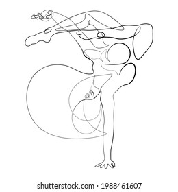 Continuous lines beautiful ballet girl dancing vector illustration sport hand-drawn style.