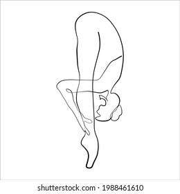 Continuous lines beautiful ballet girl dancing vector illustration sport hand-drawn style.