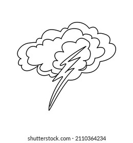 continuous lines clouds and lightning weather forecast icon vector