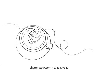 Continuous Lines, Coffee, Latte, Art, Heart, Hand Drawn, Simple Lines, Vector Illustration