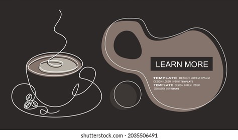 Continuous lines, coffee, latte, art, heart, hand drawn, simple lines, vector illustration