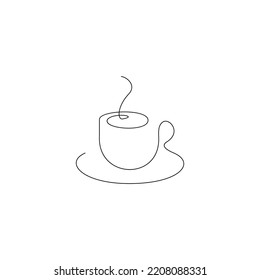 Continuous lines  coffee  latte  art  heart  hand drawn  simple lines  vector illustration