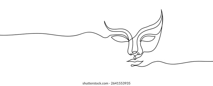 Continuous lines, fancy masks Hand drawn vector art lines on transparent background.