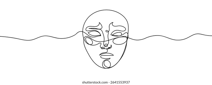 Continuous lines, fancy masks Hand drawn vector art lines on transparent background.