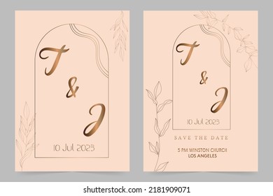 continuous lines flower flora logo wedding greeting card bride and groom invitation card vector illustration