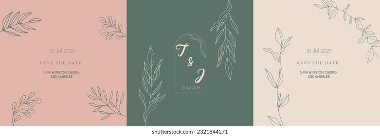 continuous lines flower flora logo wedding greeting card bride and groom invitation card vector illustration