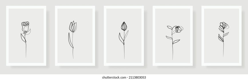 continuous lines of flowers flora logo wedding greeting card bride and groom invitation card vector illustration photo frame, postcard, poster one line