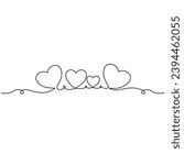 Continuous lines forming four hearts. minimalism, decoration, family - vector