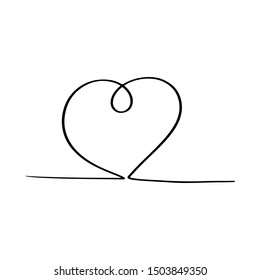 Continuous lines. Funny doodle hearts icons collection. Hand drawn Valentines day, wedding design vector illustration.