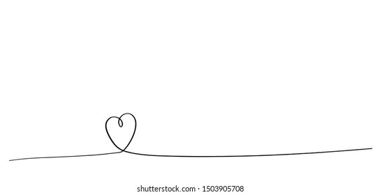 Continuous lines. Funny doodle hearts icons collection. Hand drawn Valentines day, wedding design vector illustration.