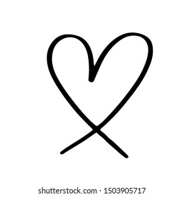 Continuous lines. Funny doodle hearts icons collection. Hand drawn Valentines day, wedding design vector illustration.