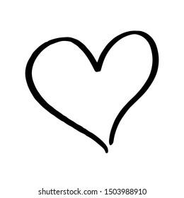 Continuous lines. Funny doodle hearts icons collection. Hand drawn Valentines day, wedding design vector illustration.