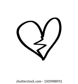 Continuous lines. Funny doodle hearts icons collection. Hand drawn Valentines day, wedding design vector illustration.
