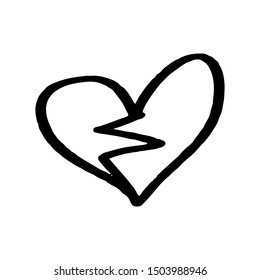 Continuous lines. Funny doodle hearts icons collection. Hand drawn Valentines day, wedding design vector illustration.