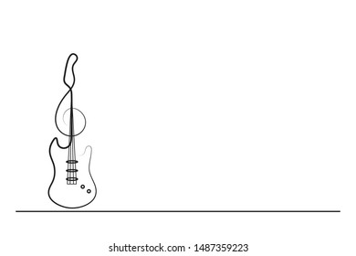 Continuous lines, guitar instruments, instrumental music, simple style, hand-drawn vector illustration