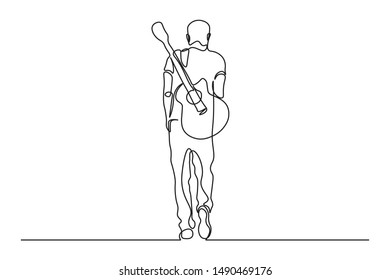 Continuous lines, guitar instruments, instrumental music, simple style, hand-drawn vector illustration