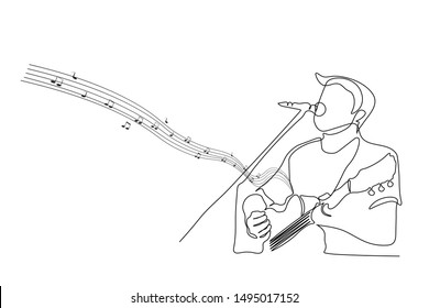 Continuous lines, guitar instruments, instrumental music, simple style, hand-drawn vector illustration