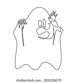 Líneas continuas de traje fantasma blanco de Halloween