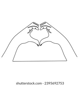 Continuous lines of hands form a heart