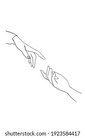 Continuous lines handshake hope help abstract simple lines Hand drawn style illustration vector